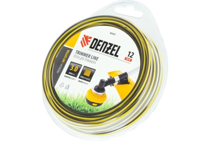 Леска триммерная Denzel SkyCutter двухкомпонентная квадратная, 3,0 мм х 12 м. [96839]