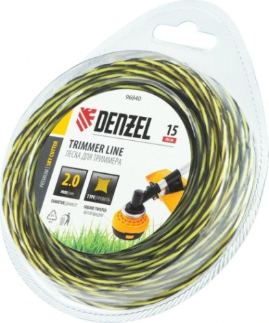 Леска триммерная Denzel SkyCutter двухкомпонентная витая квадратная, 2,0 мм х 15 м. [96840]