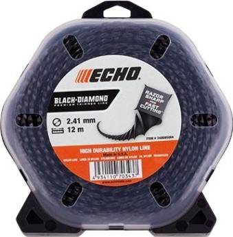 Леска триммерная ECHO 2,4мм/ 12м Black Diamond Line (витой квадрат) [340095004]