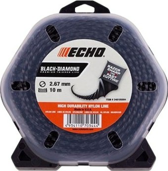 Леска триммерная ECHO 2,7мм/ 10м Black Diamond Line (витой квадрат) [340105004]