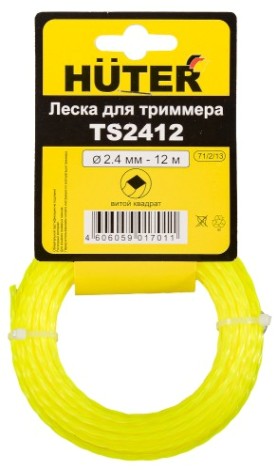 Леска триммерная HUTER TS2412 (витой квадрат) [71/2/13]