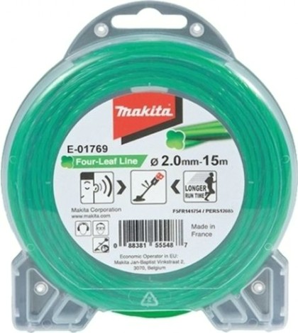 Леска триммерная MAKITA E-01769 спиральная "клевер", 2,00ммх15м