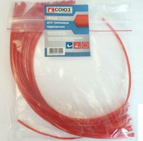 Леска триммерная СОЮЗ ТЛ3535-3.0-8-30 d=3.0мм l=30 см, цвет желтый. звезда, нарезанная,