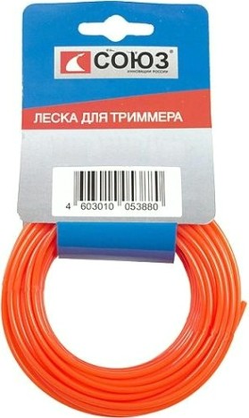 Леска триммерная СОЮЗ ТЛ3535-4.0-0-15 d=4.0 мм, l=15м, круг, оранжевый