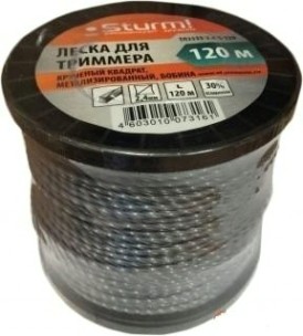 Леска триммерная Sturm 2.4 мм/120 м крученый квадрат металлизированная (ТЛ3535-2.4-S-120) [ТЛ3535-2.4-S-120]