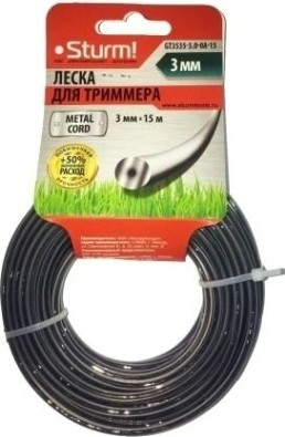 Леска триммерная Sturm 3.0 мм/15 м круг, армированная (GT3535-3.0-0A-15) [GT3535-3.0-0A-15]