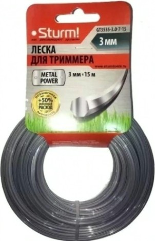 Леска триммерная Sturm 3.0 мм/15 м звезда металлизированная (GT3535-3.0-7-15) [GT3535-3.0-7-15]