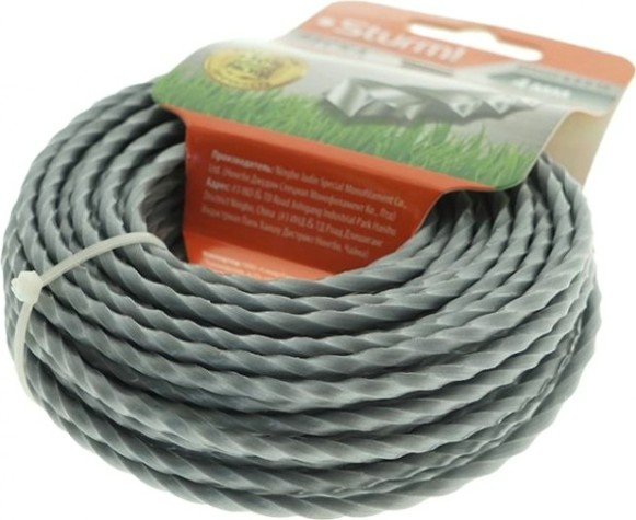 Леска триммерная Sturm 4.0 мм/15 м крученый квадрат металлизированная (GT3535-4.0-S-15) [GT3535-4.0-S-15]
