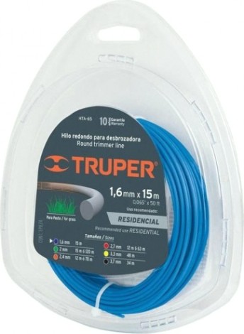 Леска триммерная TRUPER HTA-65 диаметр 1,6 мм, длина 15 м, круглое сечение [17605]