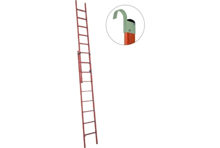 Лестница приставная стеклопластиковая раздвижная Антиток ЛСПРД-5,0 ЕК (евро, крюки) [471575]