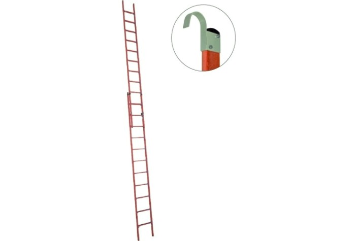 Лестница приставная стеклопластиковая раздвижная Антиток ЛСПРД-7,0 ЕК (евро, крюки) [471578]