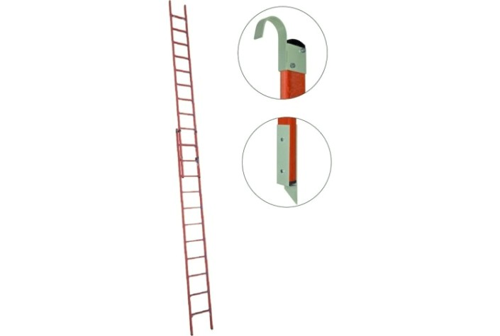 Лестница приставная стеклопластиковая раздвижная Антиток ЛСПРД-7,0 ЕМГК (евро, мягкий грунт, крюки) [471580]