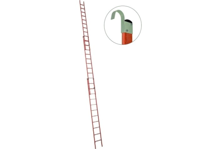 Лестница приставная стеклопластиковая раздвижная Антиток ЛСПРД-9,0 ЕК (евро, крюки) [471581]