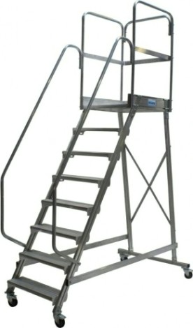 Лестница с платформой KRAUSE CORDA 8 ступеней, передвижная [820068]
