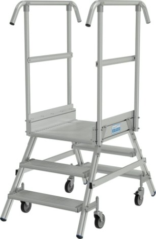 Лестница с платформой KRAUSE STABILO 3 ступени, передвижная, двухсторонняя, ограждение 1.0 м [821195]