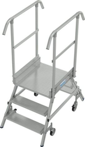 Лестница с платформой KRAUSE STABILO 3 ступени, передвижная, двухсторонняя, ограждение 1.0 м [821195]