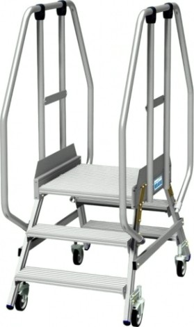 Лестница с платформой KRAUSE STABILO 3 ступени, передвижная, двухсторонняя, ограждение 1,1 м [820730]