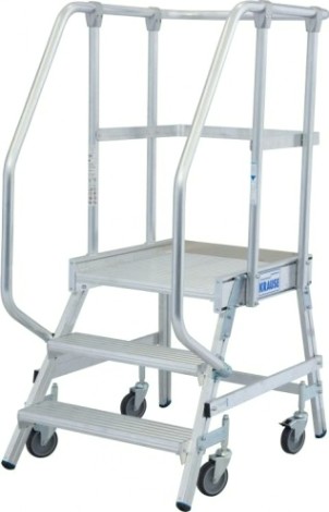 Лестница с платформой KRAUSE STABILO 3 ступени, передвижная, ограждение 1.0 м [820136]