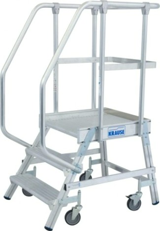 Лестница с платформой KRAUSE STABILO 3 ступени, передвижная, ограждение 1.0 м [820136]