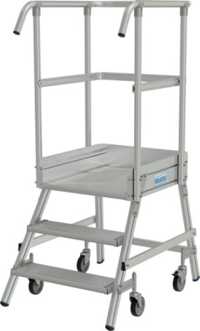 Лестница с платформой KRAUSE STABILO 3 ступени, передвижная, ограждение 1,1 м [821133]