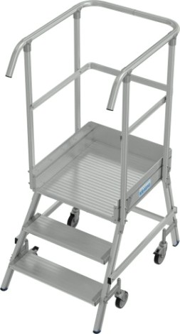 Лестница с платформой KRAUSE STABILO 3 ступени, передвижная, ограждение 1,1 м [821133]
