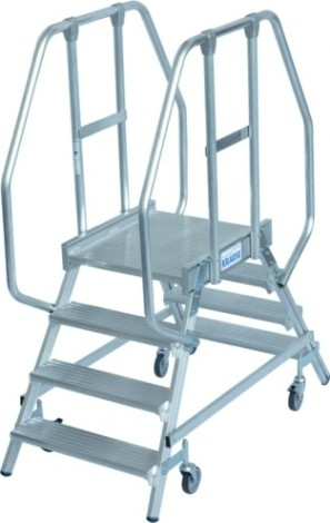 Лестница с платформой KRAUSE STABILO 4 ступени, передвижная двухсторонняя, ограждение 1,0 м [820242]