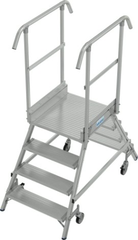 Лестница с платформой KRAUSE STABILO 4 ступени, передвижная, двухсторонняя, ограждение 1,0 м [821201]