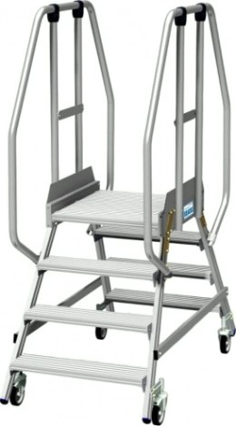 Лестница с платформой KRAUSE STABILO 4 ступени, передвижная, двухсторонняя, ограждение 1,1 м [820747]