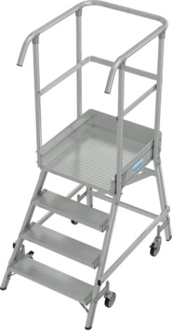 Лестница с платформой KRAUSE STABILO 4 ступени, передвижная, ограждение 1,1 м [821140]