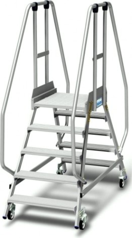 Лестница с платформой KRAUSE STABILO 5 ступеней, передвижная, двухсторонняя, ограждение 1,1 м [820754]