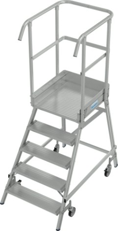 Лестница с платформой KRAUSE STABILO 5 ступеней, передвижная, ограждение 1,1 м [821157]
