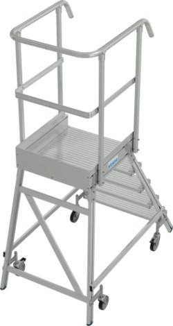 Лестница с платформой KRAUSE STABILO 5 ступеней, передвижная, ограждение 1,1 м [821157]