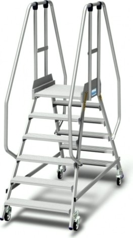Лестница с платформой KRAUSE STABILO 6 ступеней, передвижная, двухсторонняя, ограждение 1,1 м [820761]