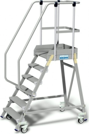 Лестница с платформой KRAUSE STABILO 6 ступеней, передвижная, ограждение 1,1 м [820662]