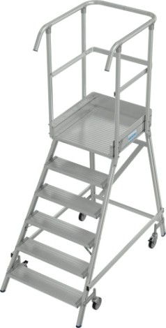 Лестница с платформой KRAUSE STABILO 6 ступеней, передвижная, ограждение 1,1 м [821164]