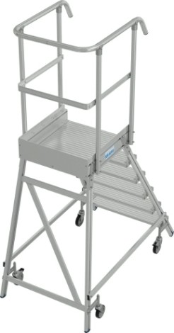 Лестница с платформой KRAUSE STABILO 6 ступеней, передвижная, ограждение 1,1 м [821164]