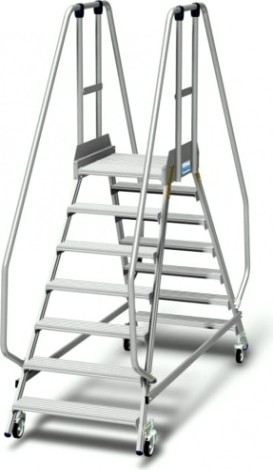 Лестница с платформой KRAUSE STABILO 7 ступеней, передвижная, двухсторонняя, ограждение 1,1 м [820778]