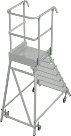 Лестница с платформой KRAUSE STABILO 7 ступеней, передвижная, ограждение 1,1 м [821171]