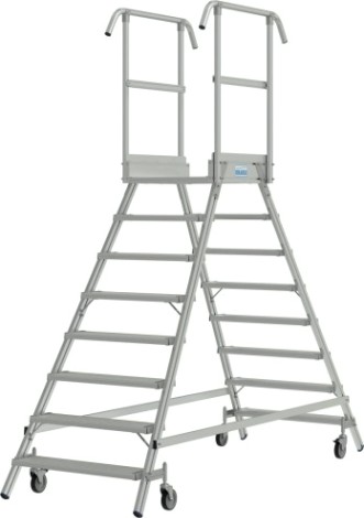 Лестница с платформой KRAUSE STABILO 8 ступеней, передвижная, двухсторонняя, ограждение 1,0 м [821249]