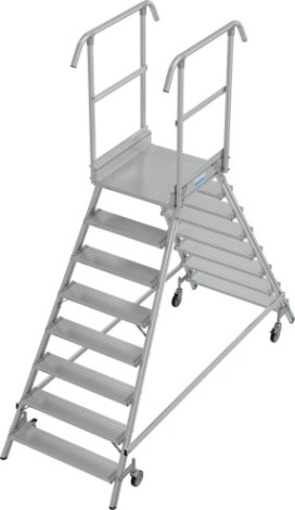 Лестница с платформой KRAUSE STABILO 8 ступеней, передвижная, двухсторонняя, ограждение 1,0 м [821249]