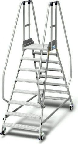 Лестница с платформой KRAUSE STABILO 8 ступеней, передвижная, двухсторонняя, ограждение 1,1 м [820785]