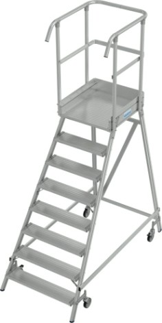 Лестница с платформой KRAUSE STABILO 8 ступеней, передвижная, ограждение 1,1 м [821188]