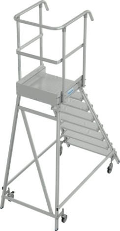 Лестница с платформой KRAUSE STABILO 8 ступеней, передвижная, ограждение 1,1 м [821188]