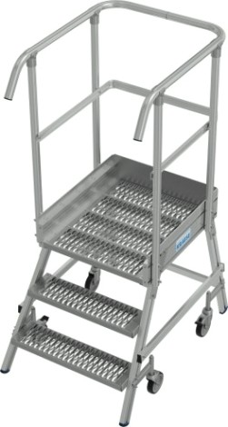 Лестница с платформой KRAUSE STABILO R13 3 перфорированных ступени, передвижная [821379]