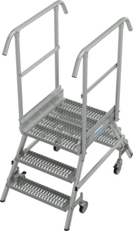 Лестница с платформой KRAUSE STABILO R13 3 перфорированных ступени, передвижная, двухсторонняя [821430]
