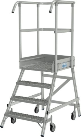Лестница с платформой KRAUSE STABILO R13 4 перфорированных ступени, передвижная [821386]
