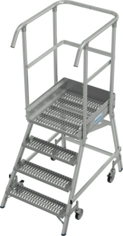 Лестница с платформой KRAUSE STABILO R13 4 перфорированных ступени, передвижная [821386]