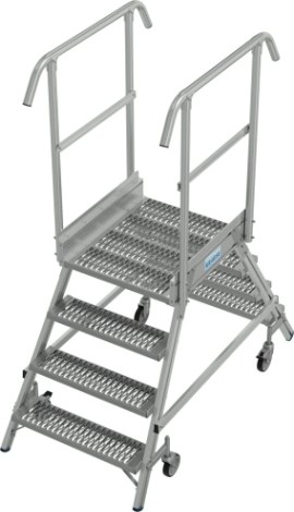 Лестница с платформой KRAUSE STABILO R13 4 перфорированных ступени, передвижная, двухсторонняя [821447]