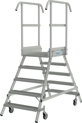 Лестница с платформой KRAUSE STABILO R13 5 перфорированных ступеней, передвижная, двухсторонняя [821454]
