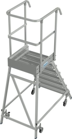 Лестница с платформой KRAUSE STABILO R13 6 перфорированных ступеней, передвижная [821409]